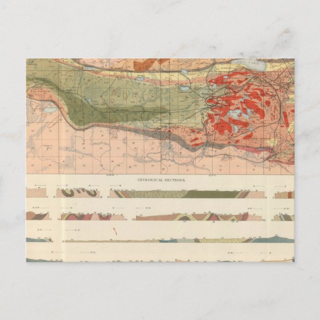 Postal Mapa geológico general del distrito de Marquette (Anverso)