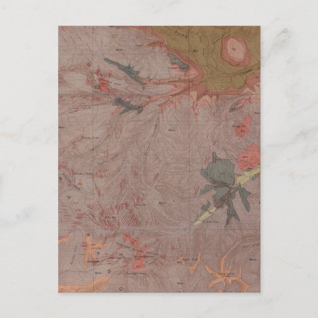 Postal Mapa geológico, Yellowstone National Part, Wyoming (Anverso)