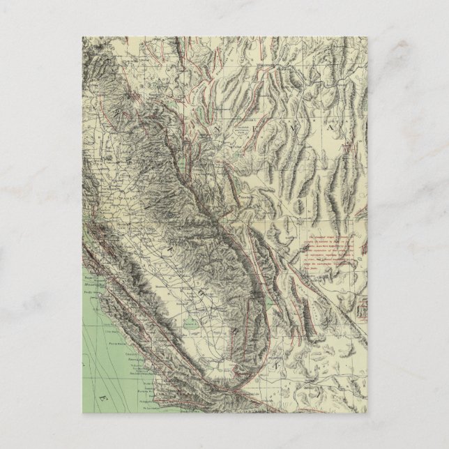 Postal Mapa geomórfico, California, Nevada (Anverso)