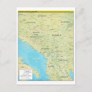 Postal Mapa geopolítico de los Balcanes centrales