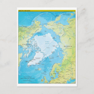 Postal Mapa geopolítico regional del Ártico