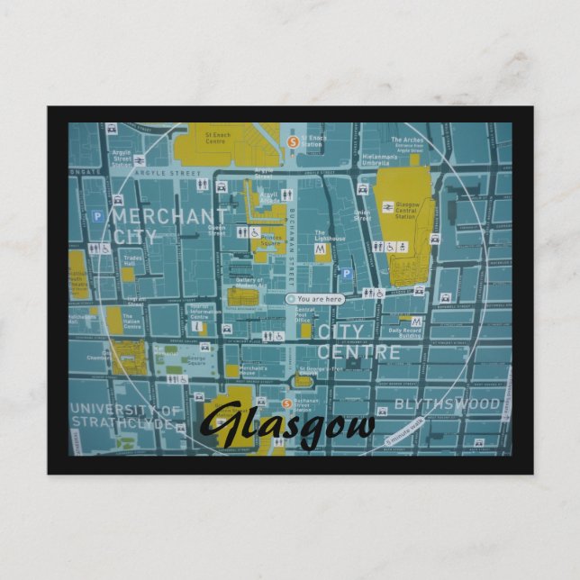 Postal mapa glasgow (Anverso)