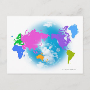 Postal Mapa global colorido
