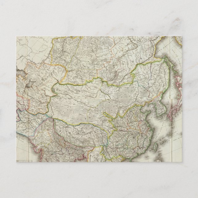 Postal Mapa grabado de Asia (Anverso)