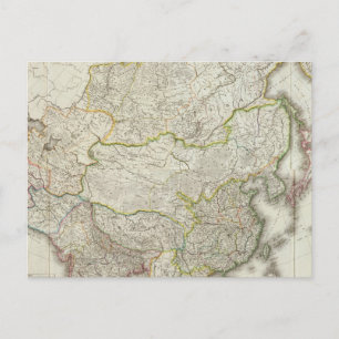 Postal Mapa grabado de Asia