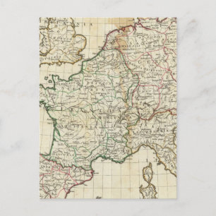 Postal Mapa grabado de Europa