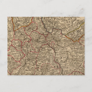 Postal Mapa grabado de Francia