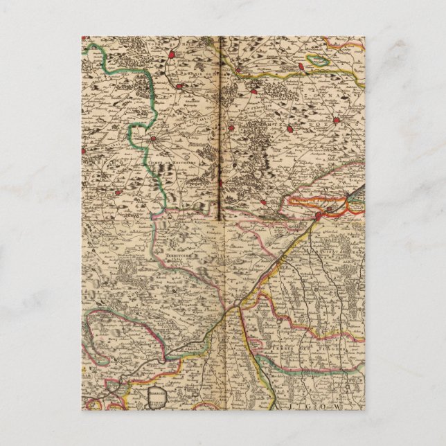 Postal Mapa grabado de los bosques de Alemania (Anverso)