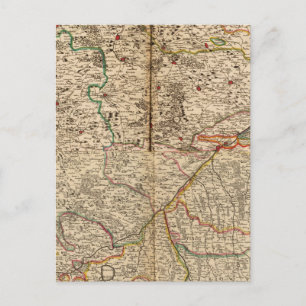 Postal Mapa grabado de los bosques de Alemania