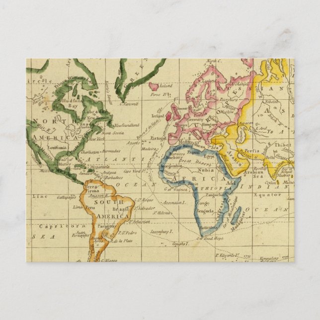 Postal Mapa grabado en el mundo (Anverso)