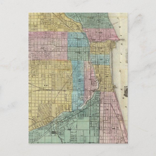 Postal Mapa guía de Chicago (Anverso)