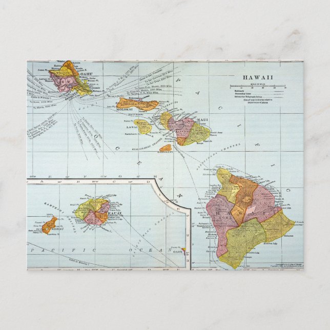 Postal Mapa: Hawaii, 1905 (Anverso)