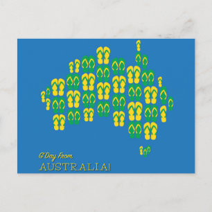 Postal Mapa hecho de thongs australianos