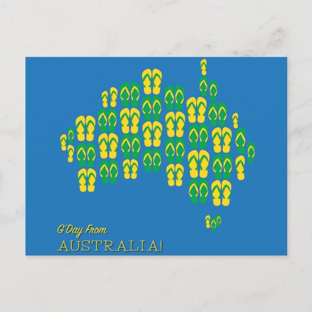 Postal Mapa hecho de thongs australianos (Anverso)
