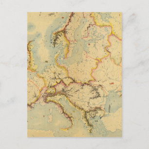 Postal Mapa hidrográfico de Europa