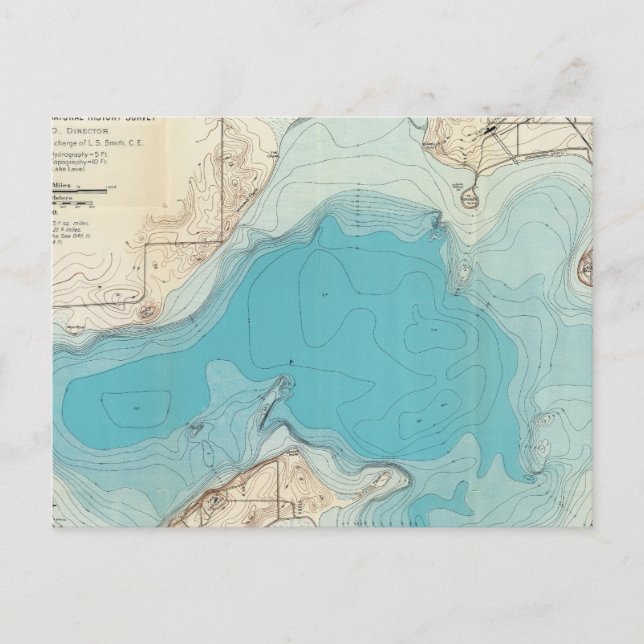 Postal Mapa hidrográfico Lago Mendota (Anverso)