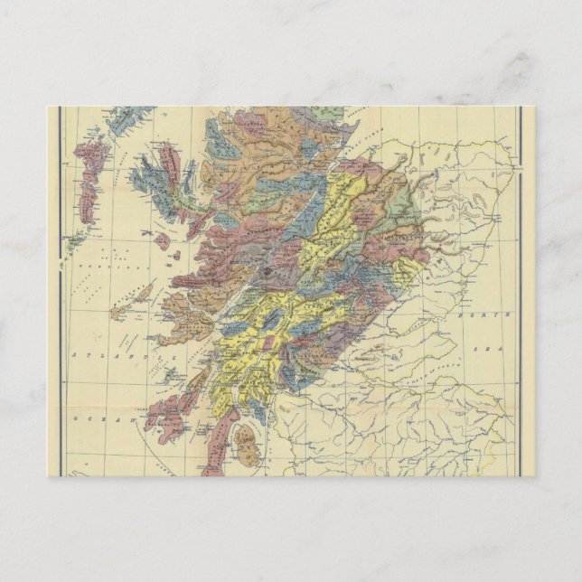 Postal Mapa Histórico de Clanes de Escocia Ubicaciones de (Anverso)