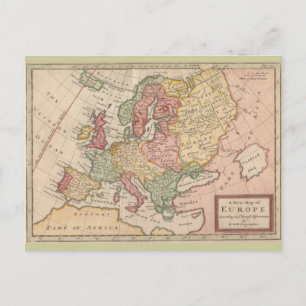Postal Mapa histórico de Europa de 1721