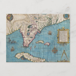 Postal Mapa histórico de Florida (1591)