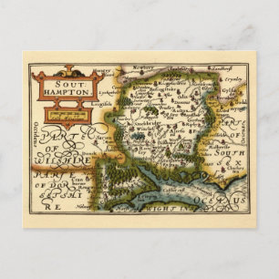 Postal Mapa histórico de Hampshire, Southampton County En