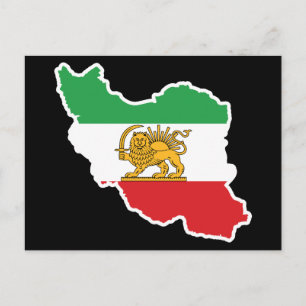 Postal Mapa histórico de Irán con bandera del León y el S