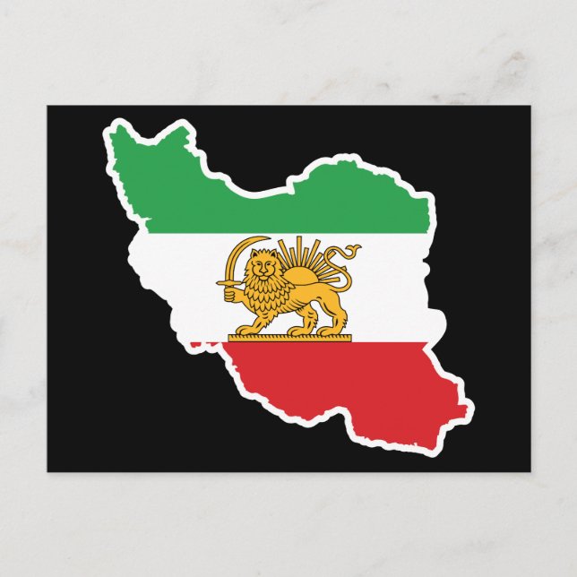 Postal Mapa histórico de Irán con bandera del León y el S (Anverso)
