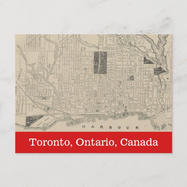 Postal Mapa histórico de la época de Toronto, Canadá (Anverso)