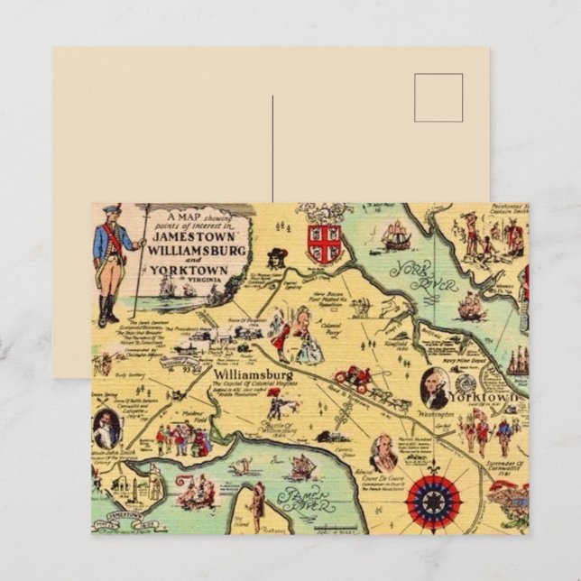 Postal Mapa Histórico de Williamsburg (Anverso / Reverso)
