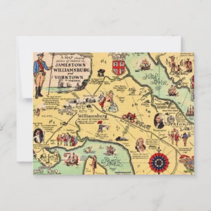 Postal Mapa Histórico de Williamsburg