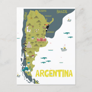Postal Mapa ilustrado de Argentina
