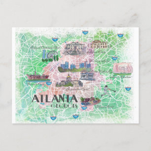 Postal Mapa Ilustrado de Atlanta Georgia EE. UU.
