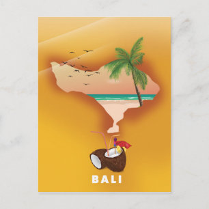 Postal Mapa ilustrado de Bali