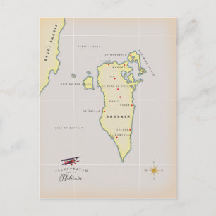 Postal Mapa Ilustrado de Baréin