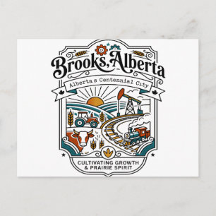 Postal Mapa Ilustrado de Brooks Alberta Canadá