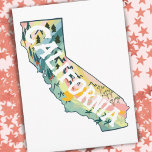 Postal Mapa ilustrado de California<br><div class="desc">Mira este colorido dibujo del mapa de estado. ¡Visita mi tienda para ver más estados y más artículos a juego!</div>