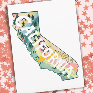 Postal Mapa ilustrado de California