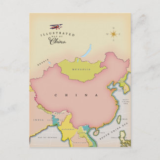 Postal Mapa ilustrado de China