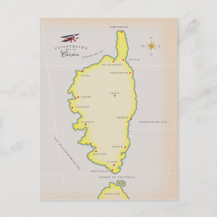 Postal Mapa ilustrado de Córcega