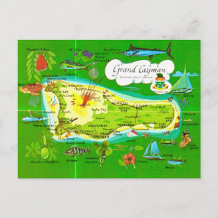 Postal Mapa ilustrado de Gran Caimán