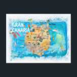 Postal Mapa ilustrado de Gran Canaria España<br><div class="desc">Gran Canarias España Mapa ilustrado con monumentos y puntos destacados</div>