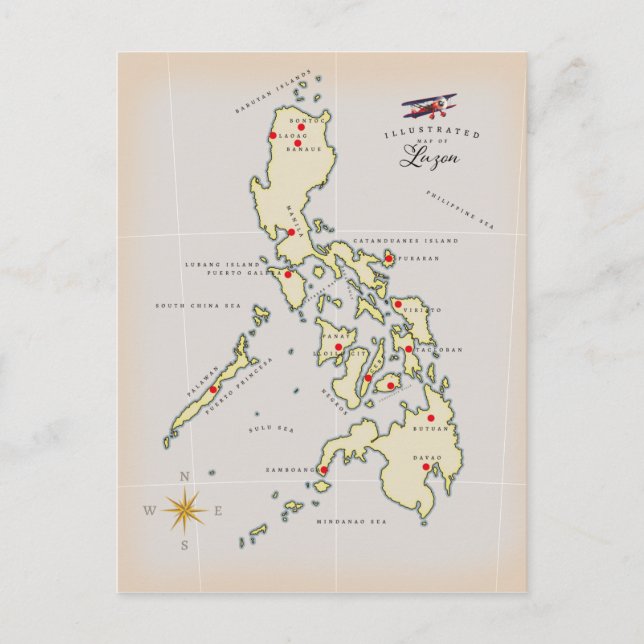 Postal Mapa ilustrado de Luzón mapa de Filipinas (Anverso)