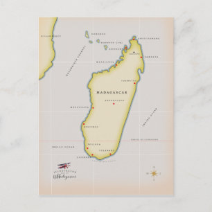 Postal Mapa ilustrado de Madagascar