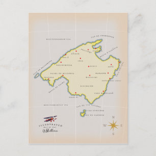 Postal Mapa ilustrado de Mallorca