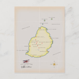 Postal Mapa ilustrado de Mauricio