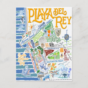 POSTAL MAPA ILUSTRADO DE PLAYA DEL REY