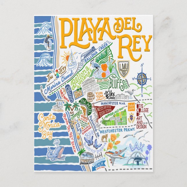 POSTAL MAPA ILUSTRADO DE PLAYA DEL REY (Anverso)