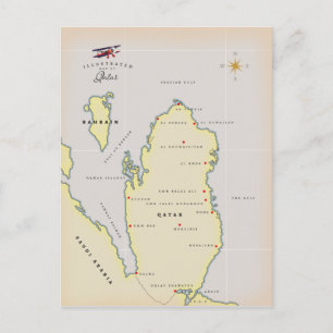 Postal Mapa ilustrado de Qatar