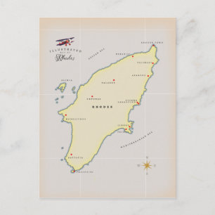 Postal Mapa ilustrado de Rodas.