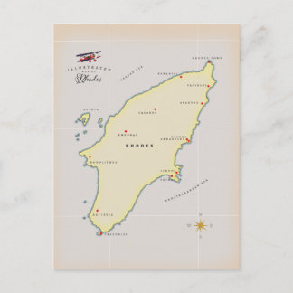 Postal Mapa ilustrado de Rodas.