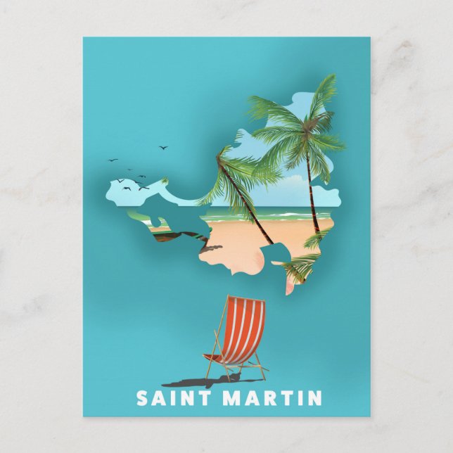 Postal Mapa ilustrado de San Martín. (Anverso)